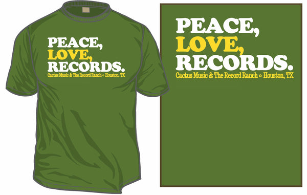 Peace, Love, Records T-shirt (Green Only)